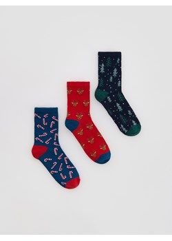 Reserved - Świąteczne skarpetki 3 pack - niebieski - id: 006HJ-55X - marki Reserved - 187279596 Reserved - Świąteczne skarpetki 3 pack - niebieski ze sklepu Reserved w kategorii Skarpetki dziecięce - zdjęcie 187279596