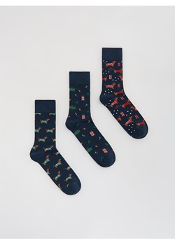Reserved - 3 pack świątecznych skarpet - granatowy - id: 261FB-59X - marki Reserved - 187279625 Reserved - 3 pack świątecznych skarpet - granatowy ze sklepu Reserved w kategorii Skarpetki męskie - zdjęcie 187279625