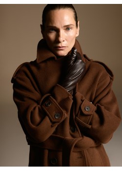 Reserved - Długie skórzane rękawiczki - ciemnobrązowy - id: 314GX-89X - marki Reserved - 187279639 Reserved - Długie skórzane rękawiczki - ciemnobrązowy ze sklepu Reserved w kategorii Rękawiczki damskie - zdjęcie 187279639