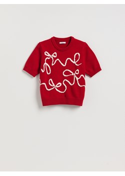 Reserved - Sweter z kokardkami - czerwony - id: 421HI-33X - marki Reserved - 187279649 Reserved - Sweter z kokardkami - czerwony ze sklepu Reserved w kategorii Swetry damskie - zdjęcie 187279649