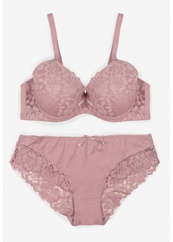 Jasnofioletowy Koronkowy Komplet Biustonosz i Majtki Figi w Klasycznym Stylu Ezirene ze sklepu renee.pl w kategorii Komplety bielizny damskiej - zdjęcie 187279795