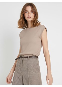 Sinsay - Bawełniana koszulka w prążek - kremowy - id: 021CH-12X - marki Sinsay - 187280666 Sinsay - Bawełniana koszulka w prążek - kremowy ze sklepu Sinsay w kategorii Bluzki damskie - zdjęcie 187280666