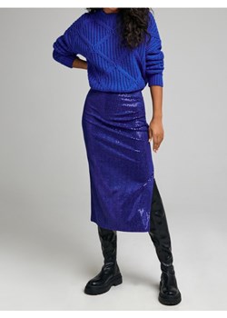 Sinsay - Cekinowa spódnica midi z rozcięciem - niebieski - id: ZB174-57X - marki Sinsay - 187280839 Sinsay - Cekinowa spódnica midi z rozcięciem - niebieski ze sklepu Sinsay w kategorii Spódnice - zdjęcie 187280839