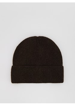 Reserved - Czapka beanie z domieszką wełny - ciemnobrązowy ze sklepu Reserved w kategorii Czapki zimowe męskie - zdjęcie 187283305