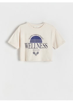 Reserved - T-shirt z nadrukiem - beżowy ze sklepu Reserved w kategorii Bluzki dziewczęce - zdjęcie 187283337