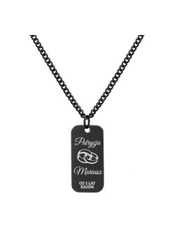 Czarna zawieszka męska z grawerem – prezent na rocznicę ze sklepu manoki.pl w kategorii Naszyjniki męskie - zdjęcie 187284806