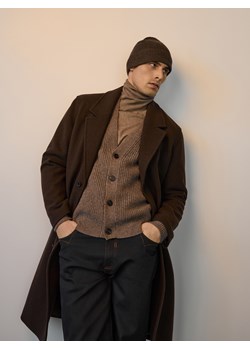 Reserved - Wełniana czapka z kaszmirem - ciemnobrązowy - id: 053FE-89M - marki Reserved - 187284927 Reserved - Wełniana czapka z kaszmirem - ciemnobrązowy ze sklepu Reserved w kategorii Czapki zimowe męskie - zdjęcie 187284927