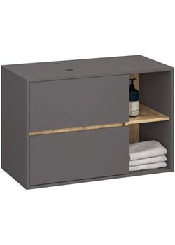 Szafka łazienkowa podwieszana 90cm grafit szary+ dąb artisan T3-F05 ze sklepu Edinos.pl w kategorii Szafki i regały łazienkowe - zdjęcie 187287636