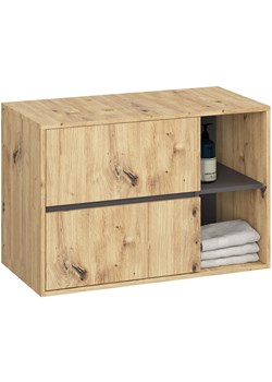 Wisząca szafka łazienkowa 90 cm dąb artisan + grafit szary E9-L14 ze sklepu Edinos.pl w kategorii Szafki i regały łazienkowe - zdjęcie 187287648