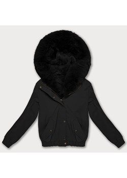 Krótka kurtka z futrzaną podszewką S'West czarna (B8506-1) ze sklepu goodlookin.pl w kategorii Kurtki damskie - zdjęcie 187289336