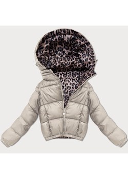 Dwustronna krótka kurtka damska Minority beżowa panterka (M6-6001-62) ze sklepu goodlookin.pl w kategorii Kurtki damskie - zdjęcie 187289345