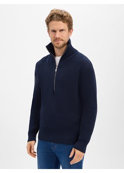 Drykorn Męski sweter z dzianiny - Manuelo Mężczyźni Prążki granatowy jednolity - id: 784743-0001-09900 - marki Drykorn - 187289406 Drykorn Męski sweter z dzianiny - Manuelo Mężczyźni Prążki granatowy jednolity ze sklepu vangraaf w kategorii Swetry męskie - zdjęcie 187289406