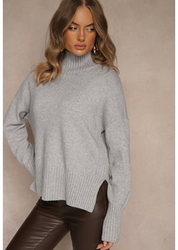 Szary Gładki Golf Casual Ralloria ze sklepu renee.pl w kategorii Swetry damskie - zdjęcie 187289548