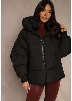 Czarna Oversizowa Kurtka Puffer z Kaputrem Mevenassa ze sklepu renee.pl w kategorii Kurtki damskie - zdjęcie 187289578