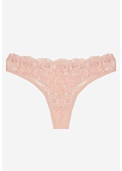 Różowe Koronkowe Majtki Stringi z Bawełny Venalora ze sklepu born2be.pl w kategorii Majtki damskie - zdjęcie 187290078
