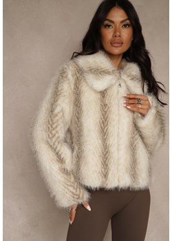 Jasnobeżowa Klasyczna Kurtka Futerko z Zapięciem na Zamek Błyskawiczny Tuswella - id: 05903-1-299-CREAM - marki Renee - 187290227 Jasnobeżowa Klasyczna Kurtka Futerko z Zapięciem na Zamek Błyskawiczny Tuswella ze sklepu renee.pl w kategorii Futra damskie - zdjęcie 187290227