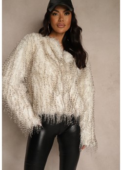Biała Kurtka Futerko Ozdobione Cieniowaniem Tusirra ze sklepu renee.pl w kategorii Futra damskie - zdjęcie 187290267