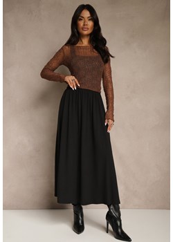 Czarna Rozkloszowana Spódnica z Bawełny Tussala ze sklepu renee.pl w kategorii Spódnice - zdjęcie 187290277