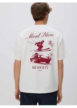 Reserved - T-shirt boxy z nadrukiem na plecach - złamana biel ze sklepu Reserved w kategorii T-shirty męskie - zdjęcie 187290537