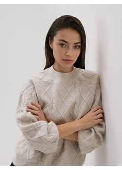 Reserved - Sweter z domieszką wełny - beżowy ze sklepu Reserved w kategorii Swetry damskie - zdjęcie 187290546