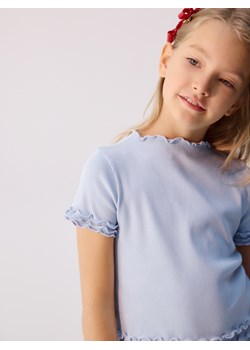 Reserved - Prążkowany t-shirt - jasnoniebieski ze sklepu Reserved w kategorii Bluzki dziewczęce - zdjęcie 187290638