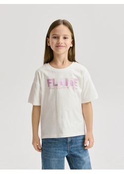 Reserved - Luźny t-shirt z nadrukiem - złamana biel - id: 463FT-01X - marki Reserved - 187290648 Reserved - Luźny t-shirt z nadrukiem - złamana biel ze sklepu Reserved w kategorii Bluzki dziewczęce - zdjęcie 187290648