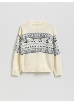 Reserved - Sweter ze wzorem - złamana biel ze sklepu Reserved w kategorii Bluzy chłopięce - zdjęcie 187290806