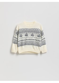 Reserved - Sweter z ozdobnym wzorem - złamana biel ze sklepu Reserved w kategorii Swetry chłopięce - zdjęcie 187290837
