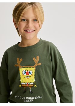 Reserved - Longsleeve Spongebob - ciemnozielony ze sklepu Reserved w kategorii T-shirty chłopięce - zdjęcie 187290968