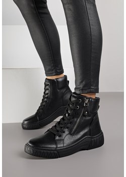 Czarne Sportowe Botki ze Sznurowaną Cholewką i Ozdobnym Suwakiem Ezilare - id: 402013 - marki born2be - 187292279 Czarne Sportowe Botki ze Sznurowaną Cholewką i Ozdobnym Suwakiem Ezilare ze sklepu born2be.pl w kategorii Botki - zdjęcie 187292279