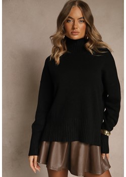 Czarny Gładki Golf Casual Ralloria ze sklepu renee.pl w kategorii Swetry damskie - zdjęcie 187292405