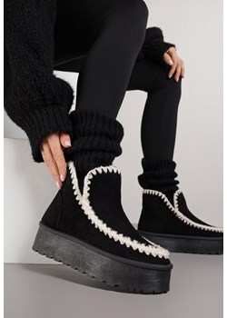Czarne Śniegowce na Platformie Ozdobione Haftowanym Wzorem Naretusa ze sklepu renee.pl w kategorii Śniegowce damskie - zdjęcie 187292477