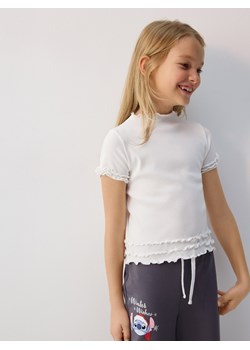 Reserved - Prążkowany t-shirt - złamana biel ze sklepu Reserved w kategorii Bluzki dziewczęce - zdjęcie 187292658