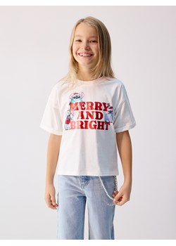 Reserved - Świąteczny t-shirt Lilo i Stitch - złamana biel - id: 512FT-01X - marki Reserved - 187292676 Reserved - Świąteczny t-shirt Lilo i Stitch - złamana biel ze sklepu Reserved w kategorii Bluzki dziewczęce - zdjęcie 187292676