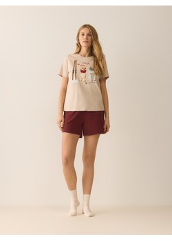 Reserved - Dwuczęściowa piżama z nadrukiem - bordowy - id: 999HD-83X - marki Reserved - 187292896 Reserved - Dwuczęściowa piżama z nadrukiem - bordowy ze sklepu Reserved w kategorii Piżamy damskie - zdjęcie 187292896