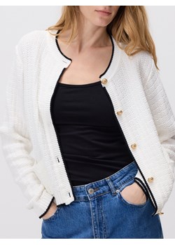 Reserved - Kardigan z kontrastowym wykończeniem - złamana biel ze sklepu Reserved w kategorii Swetry damskie - zdjęcie 187294186