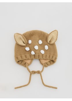 Reserved - Wiązana czapka z uszami - brązowy ze sklepu Reserved w kategorii Czapki dziecięce - zdjęcie 187294259