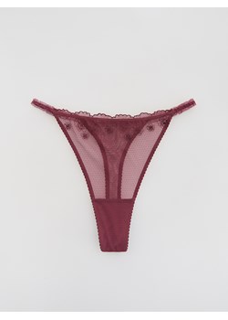 Reserved - Siateczkowe stringi z haftem - fioletowy ze sklepu Reserved w kategorii Majtki damskie - zdjęcie 187294316