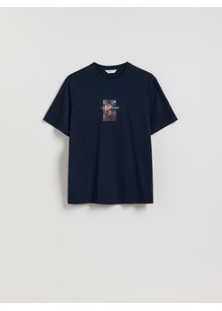 Reserved - T-shirt regular ze świątecznym nadrukiem - granatowy ze sklepu Reserved w kategorii T-shirty męskie - zdjęcie 187294389