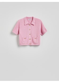 Reserved - Bawełniany kardigan z guzikami - różowy - id: 7253B-30X - marki Reserved - 187294476 Reserved - Bawełniany kardigan z guzikami - różowy ze sklepu Reserved w kategorii Swetry damskie - zdjęcie 187294476