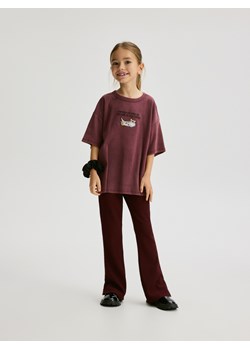Reserved - Prążkowane spodnie flare - mahoniowy ze sklepu Reserved w kategorii Spodnie dziewczęce - zdjęcie 187294567