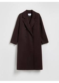 Reserved - Płaszcz handmade z wełną - ciemnobrązowy - id: WM889-89X - marki Reserved - 187294586 Reserved - Płaszcz handmade z wełną - ciemnobrązowy ze sklepu Reserved w kategorii Płaszcze damskie - zdjęcie 187294586