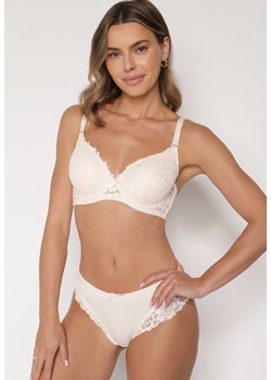Beżowy Klasyczny Komplet Biustonosz i Majtki Figi z Koronką Ezilene - id: 401884 - marki born2be - 187294737 Beżowy Klasyczny Komplet Biustonosz i Majtki Figi z Koronką Ezilene ze sklepu born2be.pl w kategorii Komplety bielizny damskiej - zdjęcie 187294737