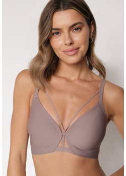 Ciemnobeżowy Biustonosz z Ozdobnymi Paskami Zetessa - id: 401904 - marki born2be - 187294799 Ciemnobeżowy Biustonosz z Ozdobnymi Paskami Zetessa ze sklepu born2be.pl w kategorii Biustonosze - zdjęcie 187294799