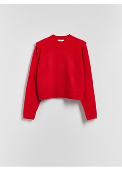 Reserved - Sweter z poduszkami na ramionach - czerwony - id: 218GV-33X - marki Reserved - 187295726 Reserved - Sweter z poduszkami na ramionach - czerwony ze sklepu Reserved w kategorii Swetry damskie - zdjęcie 187295726