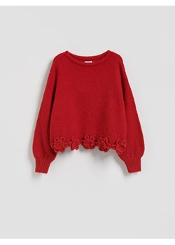 Reserved - Sweter z kwiatową aplikacją - czerwony ze sklepu Reserved w kategorii Swetry damskie - zdjęcie 187295805
