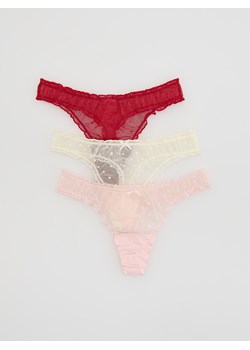 Reserved - Siateczkowe majtki stringi 3 pack - czerwony ze sklepu Reserved w kategorii Majtki damskie - zdjęcie 187295956