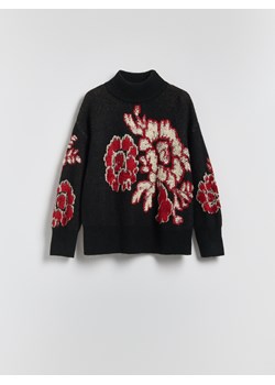 Reserved - Wzorzysty sweter z wełną - czarny - id: 476IK-99X - marki Reserved - 187295987 Reserved - Wzorzysty sweter z wełną - czarny ze sklepu Reserved w kategorii Swetry damskie - zdjęcie 187295987