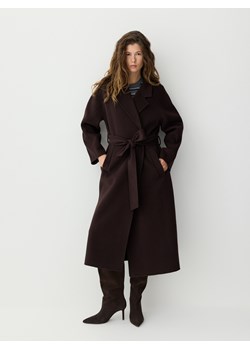 Reserved - Płaszcz handmade z wełną - ciemnobrązowy - id: 479GX-89X - marki Reserved - 187295996 Reserved - Płaszcz handmade z wełną - ciemnobrązowy ze sklepu Reserved w kategorii Płaszcze damskie - zdjęcie 187295996