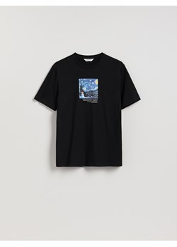 Reserved - T-shirt regular ze świątecznym nadrukiem - czarny ze sklepu Reserved w kategorii T-shirty męskie - zdjęcie 187296036